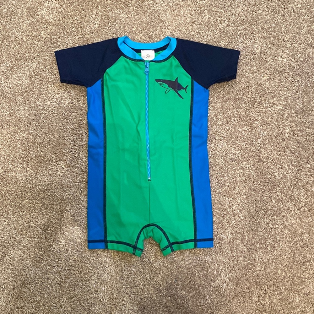 Hanna Andersson Kids Swim One Piece - Green and Blue
